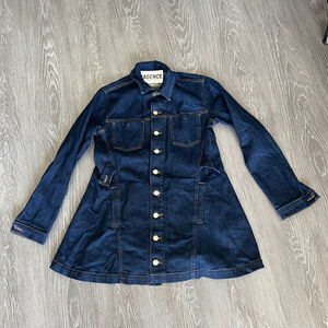 L'Agence Denim Jacket Womens Small Long Peplum Style Hem Blue